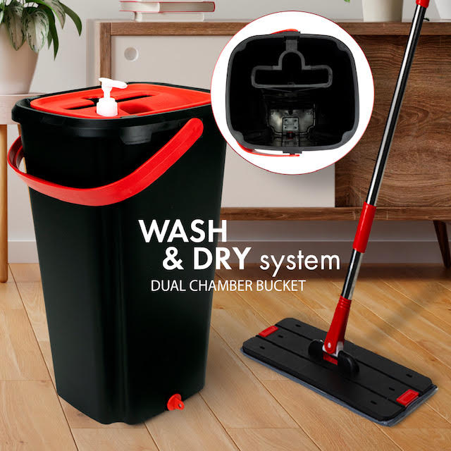 Spot Less Flat Floor Mop and Bucket Set